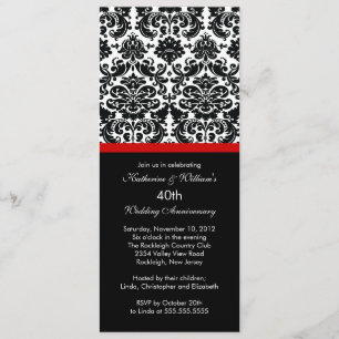 40-årsjubileum Damask Invitation Röd Inbjudningar
