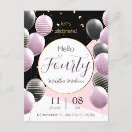 40-årsjubileum. Elegant födelsedag Vykort