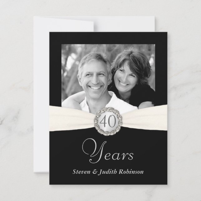 40-årsjubileum - Falsk fickstil - Liten Inbjudningar (Framsida)