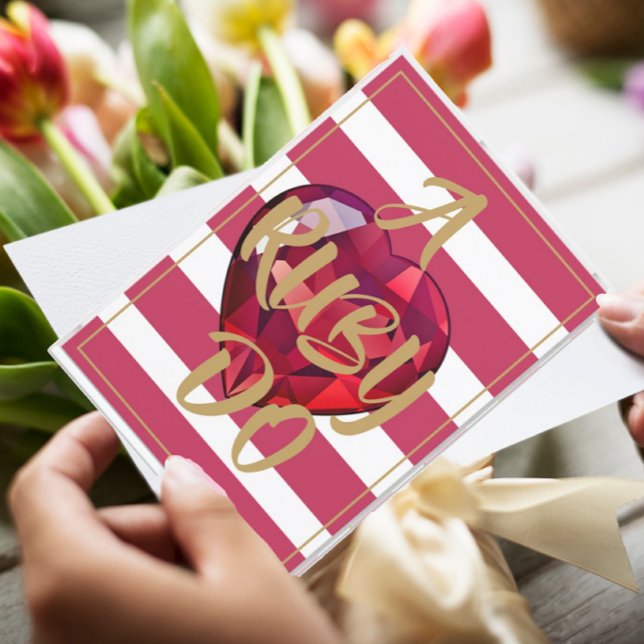 40-årsjubileum för äktenskap Rödrandig Elegant Inbjudningar (Skapare uppladdad)