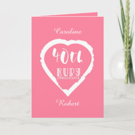 40-årsjubileum för äktenskap traditionell rubin kort