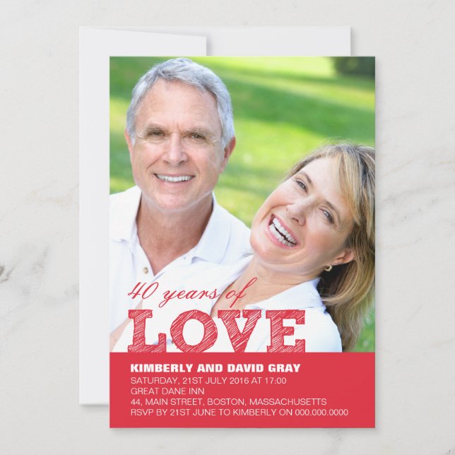 40-årsjubileum för bröllop inbjudan (Framsida)