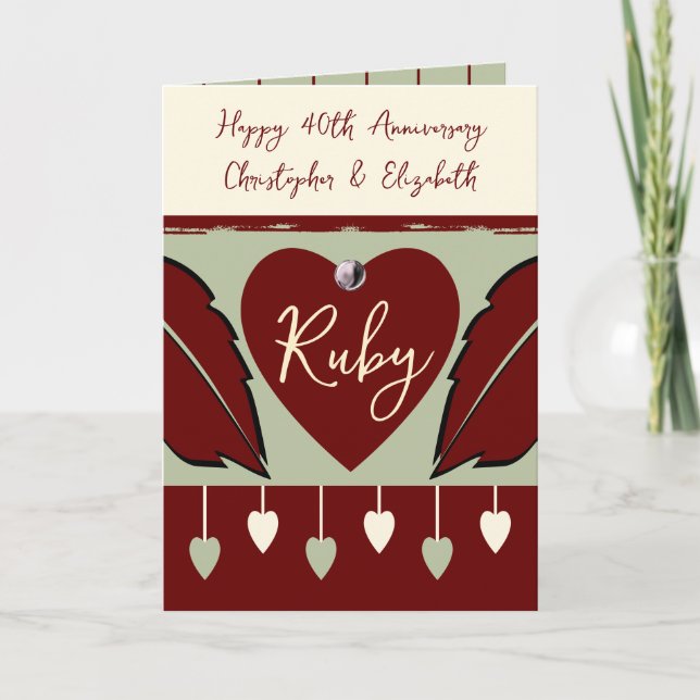 40-årsjubileum för lycklig lägger till namn burgun kort (Framsida)