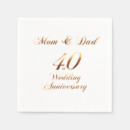 40-årsjubileum Föräldrar Ruby Bröllop-årsdagen Pappersservett