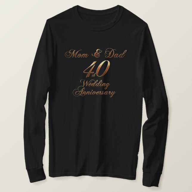 40-årsjubileum Föräldrar Ruby Bröllop-årsdagen T Shirt (Design framsida)