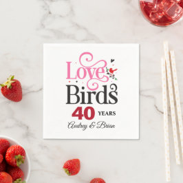 40-årsjubileum Love Birds Personlig Pappersservett