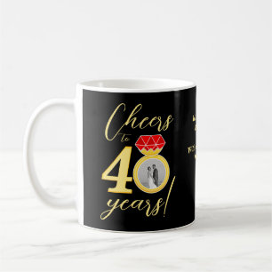 40-årsjubileum Mall för dubbel bröllopsfoto Kaffemugg