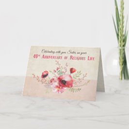 40-årsjubileum Nunna, Rosa och Röda Blommor Bouque Kort