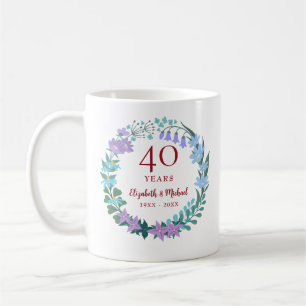 40-årsjubileum Ruby Blommigt Bluebell Lilac-utandn Kaffemugg