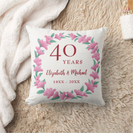 40-årsjubileum Ruby Blommigt Rosa Flowers WAN Kudde