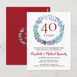 40-årsjubileum Ruby Bluebells Krans Inbjudan