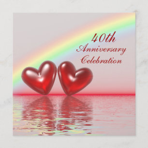 40-årsjubileum Ruby Hearts Inbjudningar