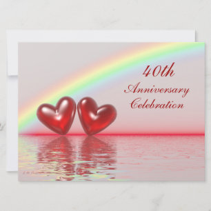 40-årsjubileum Ruby Hearts Inbjudningar