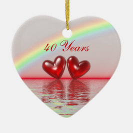 40-årsjubileum Ruby Hearts Julgransprydnad Keramik