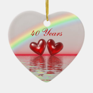 40-årsjubileum Ruby Hearts Julgransprydnad Keramik
