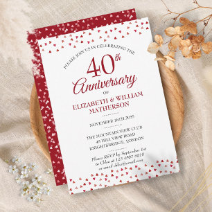 40-årsjubileum Ruby Love Hearts-inbjudan Inbjudningar