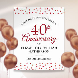 40-årsjubileum Ruby Love Hearts Välkomstskylt Poster