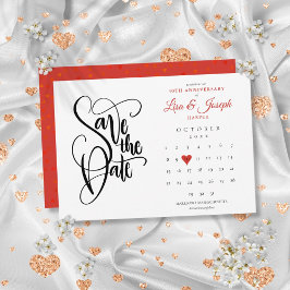 40-årsjubileum Save the Date-kalender Ruby Heart Spara Datumet