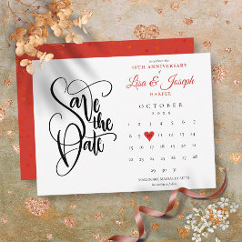 40-årsjubileum Save the Date-kalender Ruby Heart Vykort