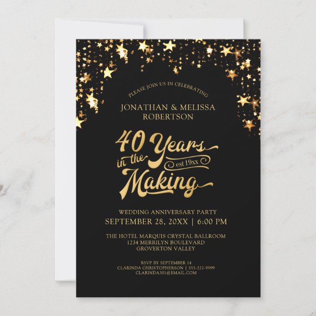 40-årsjubileum Svarta & Guldstjärnor 40 ÅR Inbjudningar (Framsida)