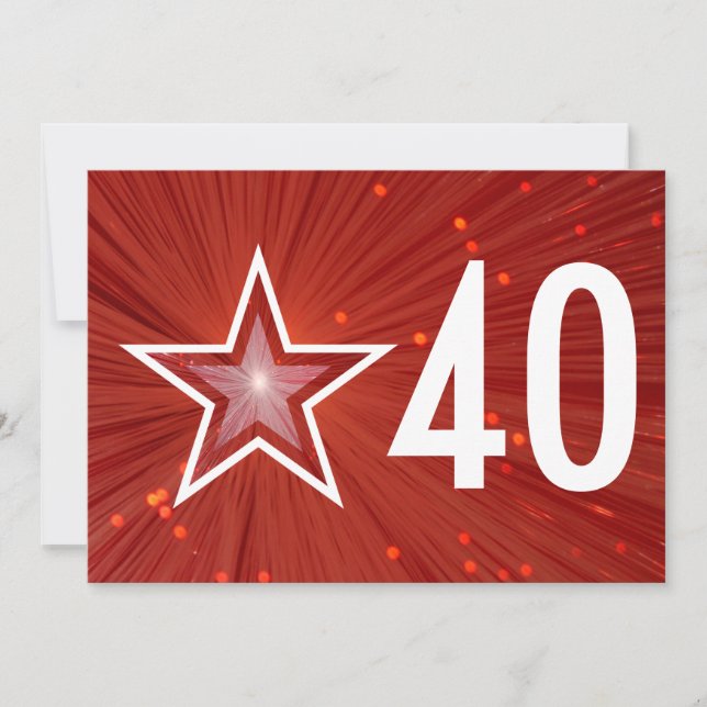 '40-årsjubileums inbjudan med röd stjärna vit baks (Framsida)