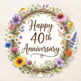 40-årsjubileumsblomma underlägg papper