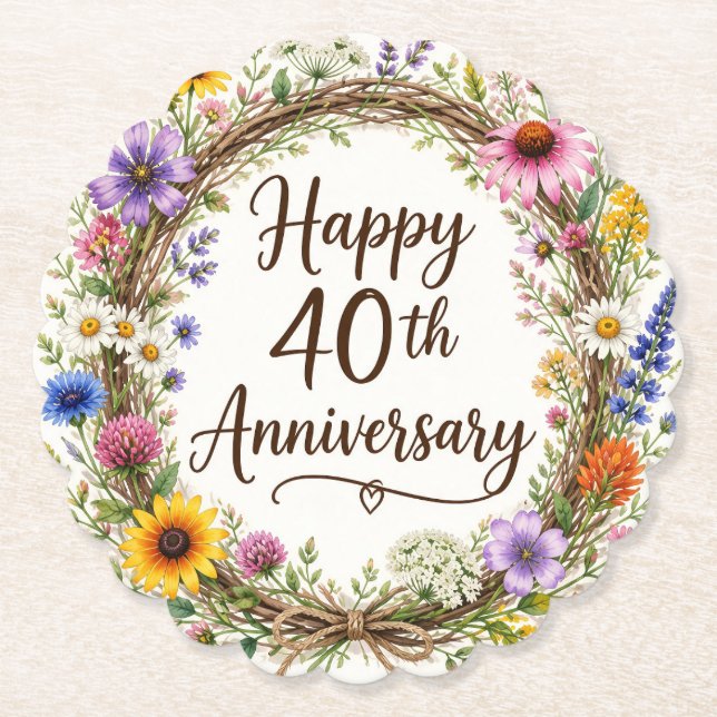 40-årsjubileumsblomma underlägg papper (Framsida)