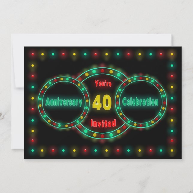 40-ÅRSJUBILEUMSFEST INVITATION - NEONLJUS INBJUDNINGAR (Framsida)