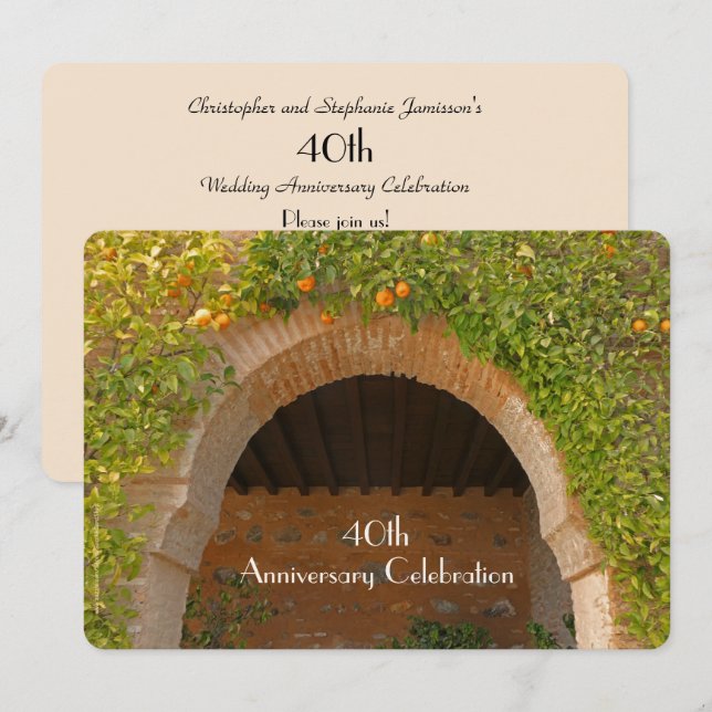 40-årsjubileumsfest Rustik båge Apelsiner Inbjudningar (Fram/baksida)