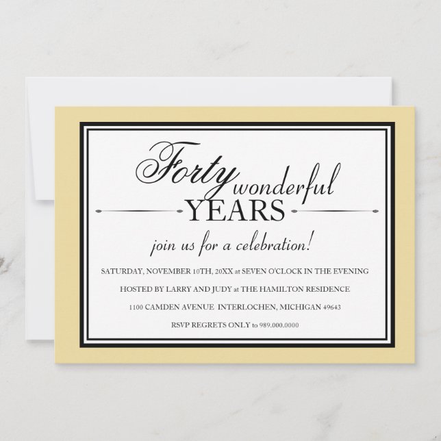 40-årsjubileumsinbjudan inbjudningar (Framsida)