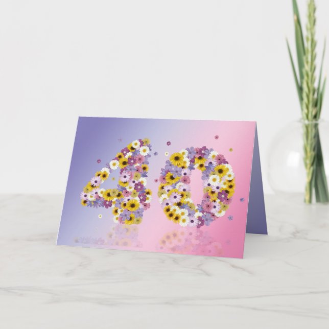 40-årskort med brev i blomsterodling kort (Framsida)