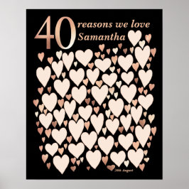 40-årspresentatstavla - 40 skäl vi älskar dig pres poster
