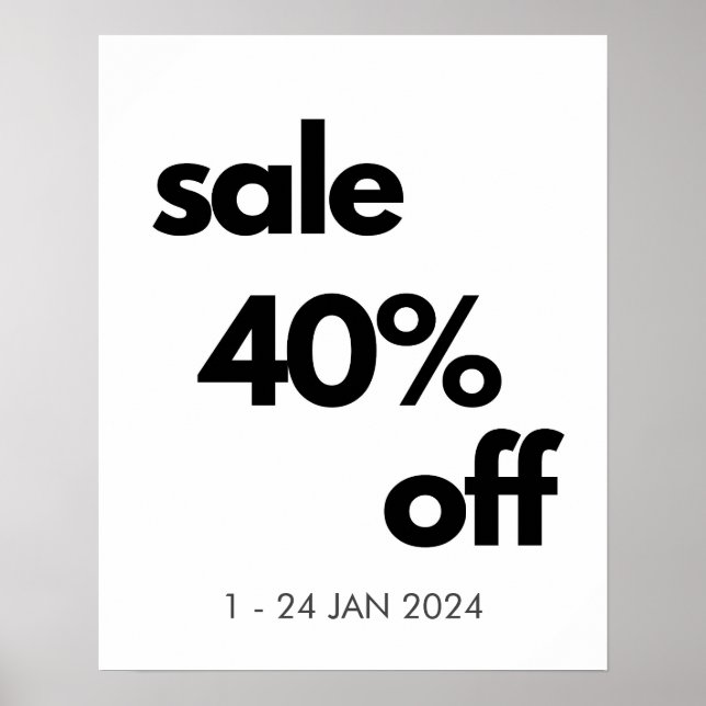 40 % av försäljningsskylten, Anpassningsbar Retail Poster (Framsidan)
