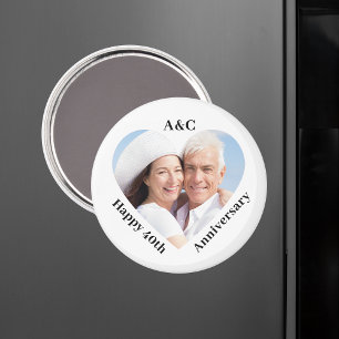 40 Bröllop-årsdagen Ett par Keepsaké Heart Photo Magnet
