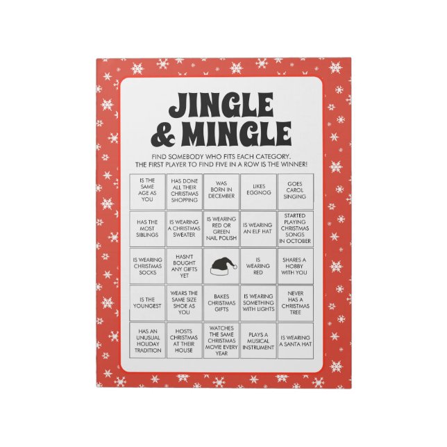 40 Christmas Jingle & Mingle Bingo Game Sheets Anteckningsblock (Roterad)