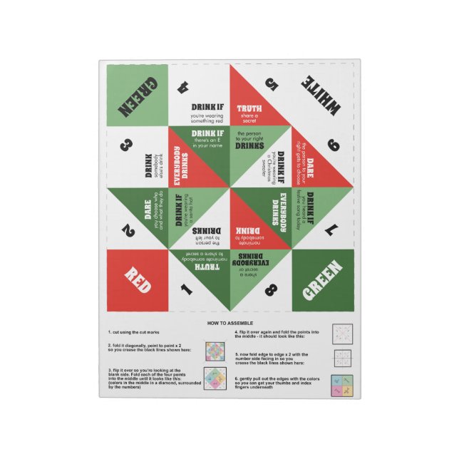 40 Cootie Catcher spel - Jul Dares Anteckningsblock (Roterad)