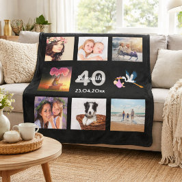 40-dagars fotokollage svart fleecefilt