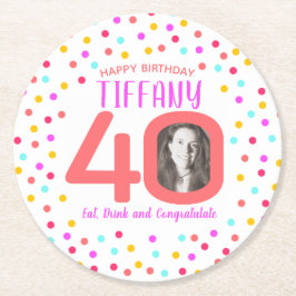 40:e anpassningsbarnas fotofärgad korallkonfektyr  underlägg papper rund