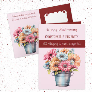 40:e årsdagen av Ruby-jubileet blommor, burgundisk Kort