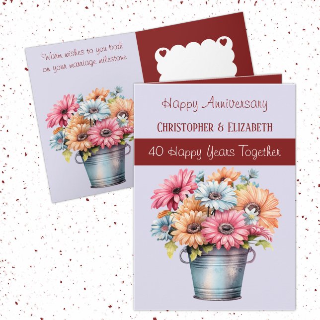 40:e årsdagen av Ruby-jubileet blommor, burgundisk Kort (Skapare uppladdad)