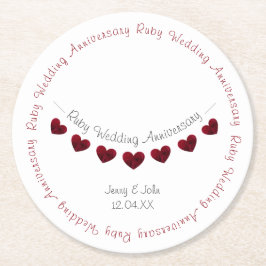40:e årsdagen för bröllop-buntning underlägg papper rund