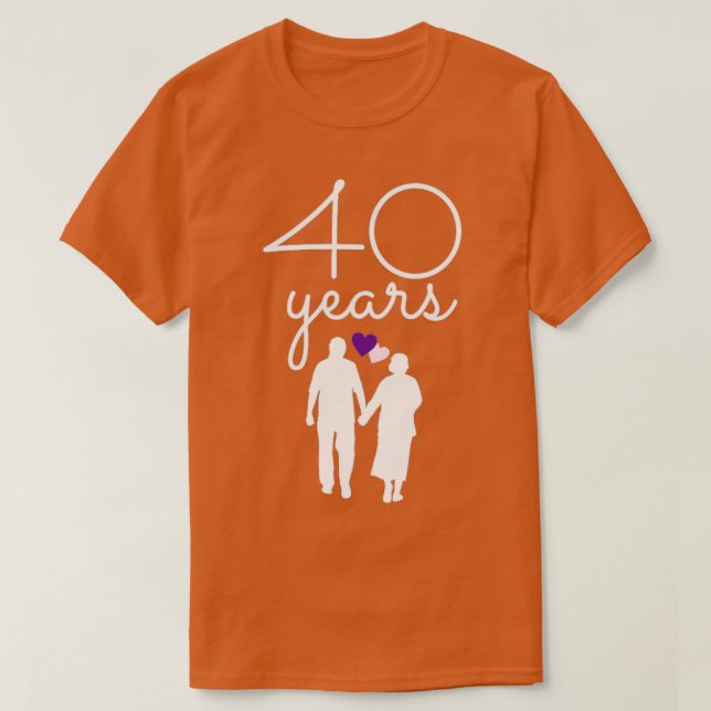 40:e årsdagen för bröllop med 40 års kärlek t shirt (Design framsida)