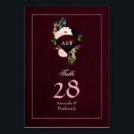 40:e årsdagen för Ruby Bröllop Bordsnummer<br><div class="desc">40-årsjubiléet för bordsnummer i bröllop med en monogrammad ruby-gemstone som dekorerats med  rosa och djupa burgunda plommon-blommigtar och geometriska gems.</div>