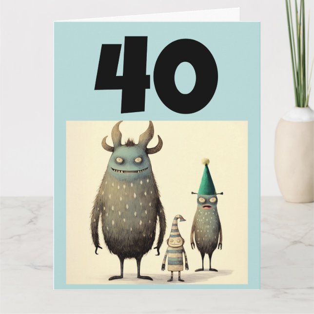 40:E BIRTHDAY FUNNY GREETING CARD KORT (Framsida)