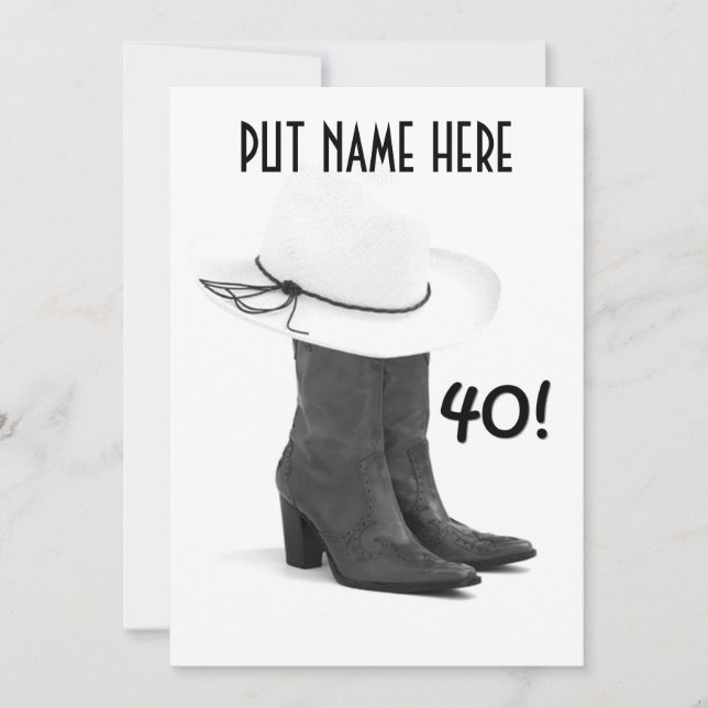 "40:e BIRTHDAY INVITATION" LAND STIL Inbjudningar (Framsida)