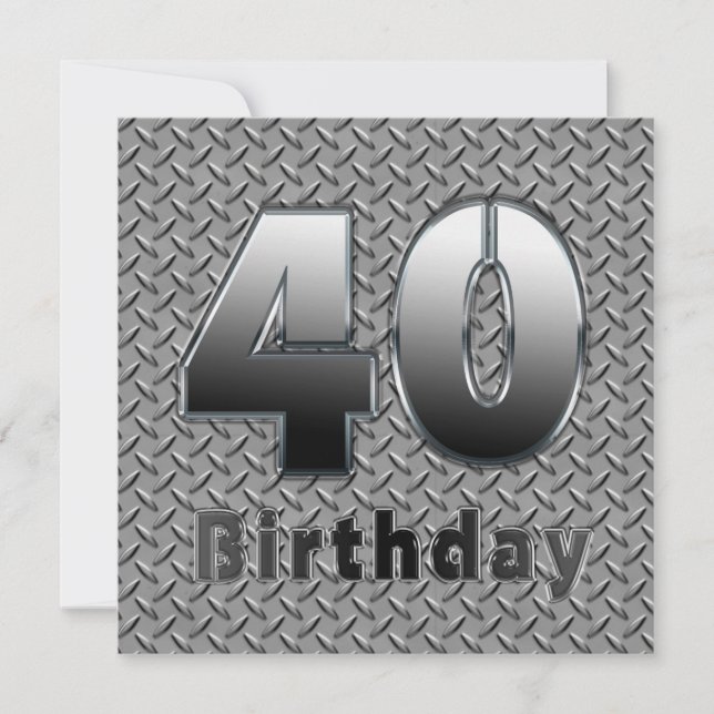 40:e BIRTHDAY PARTY INVITATION - METALL Inbjudningar (Framsida)