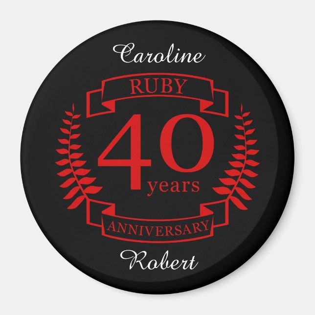 40:e Bröllop ANNIVERSARY RUBY Magnet (Framsidan)