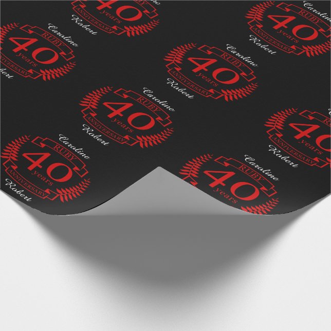 40:e Bröllop ANNIVERSARY RUBY Presentpapper (Hörn)