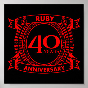 40:e bröllop-årsdagen av vapenskölden för ruby poster