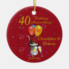  40:e Bröllop-årsdagen Firande Bubly  Julgransprydnad Keramik